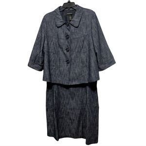 Lane Bryant 2 Piece Dark Blue Skirt Jacket Suit Set Women's Plus Size 18
